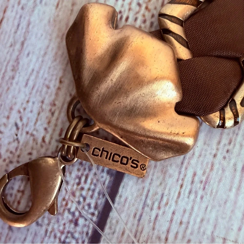 CHICO’S Giraffe Print Metal Belt Small/Medium NWT